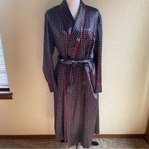 Sulka 100% Pure Silk Bath Robe Smoking Jacket Vintage One Size Unisex Blue Red